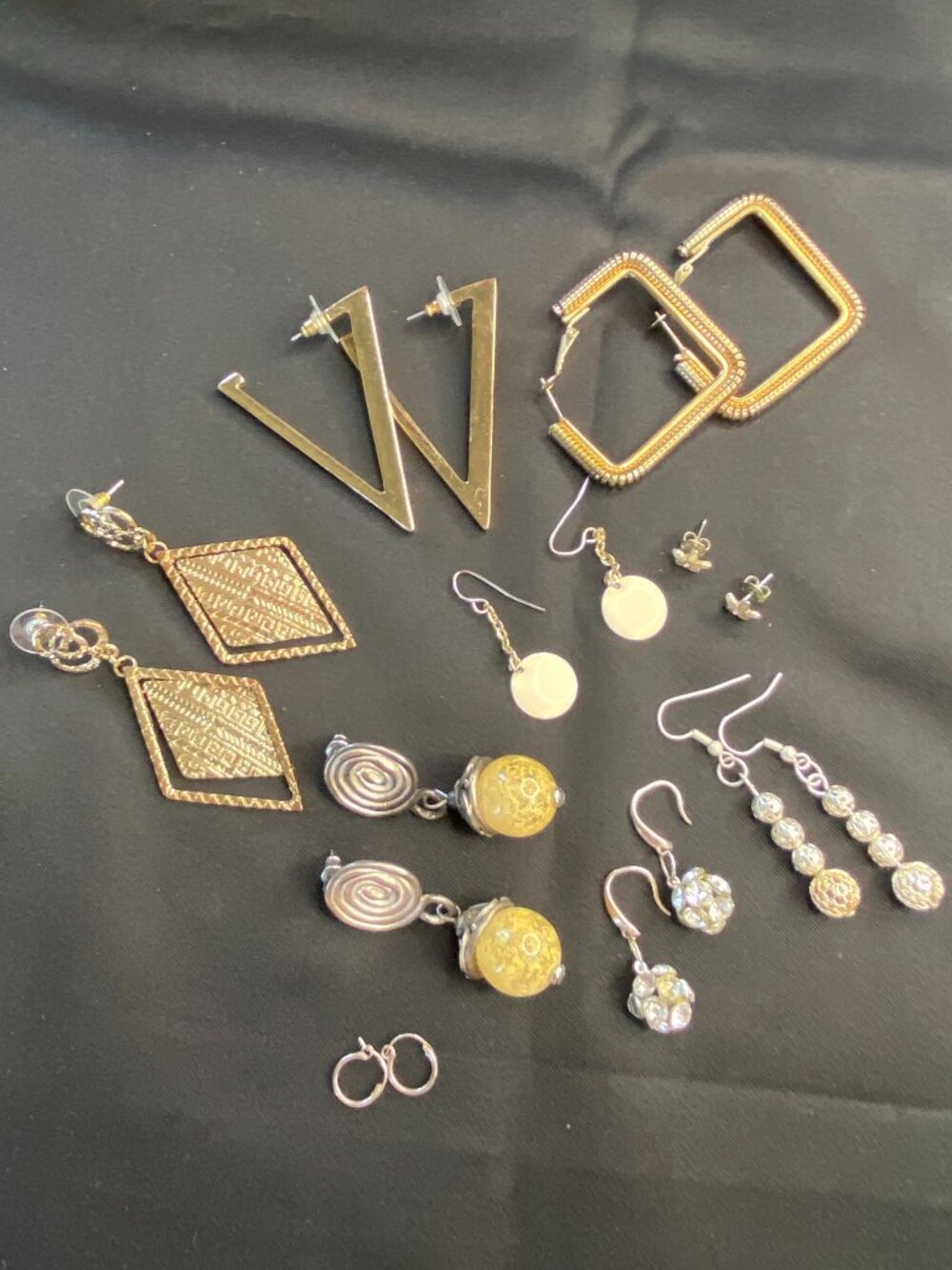 Bundle of 9 Pierced Earrings Modern, Vintage, Boho, Mod Gold-tone & Silver-tone